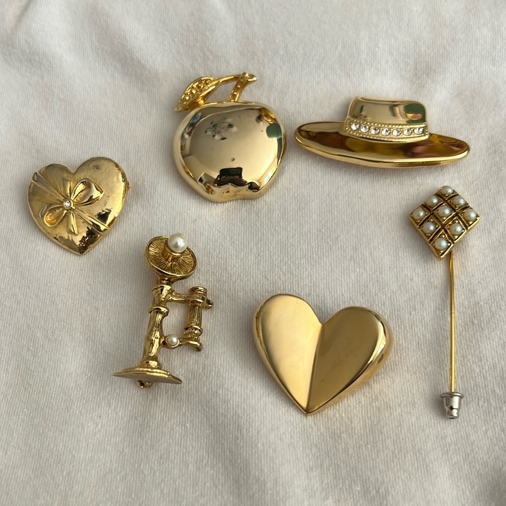 Gold Pins - Costume Jewelry - 6 different pins